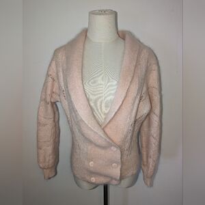 Cozy Pink Vintage Double-Breasted Cardigan